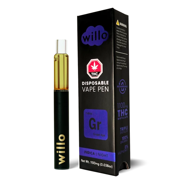 Willo 1100mg THC Disposable Vape Pen - Grape Ape